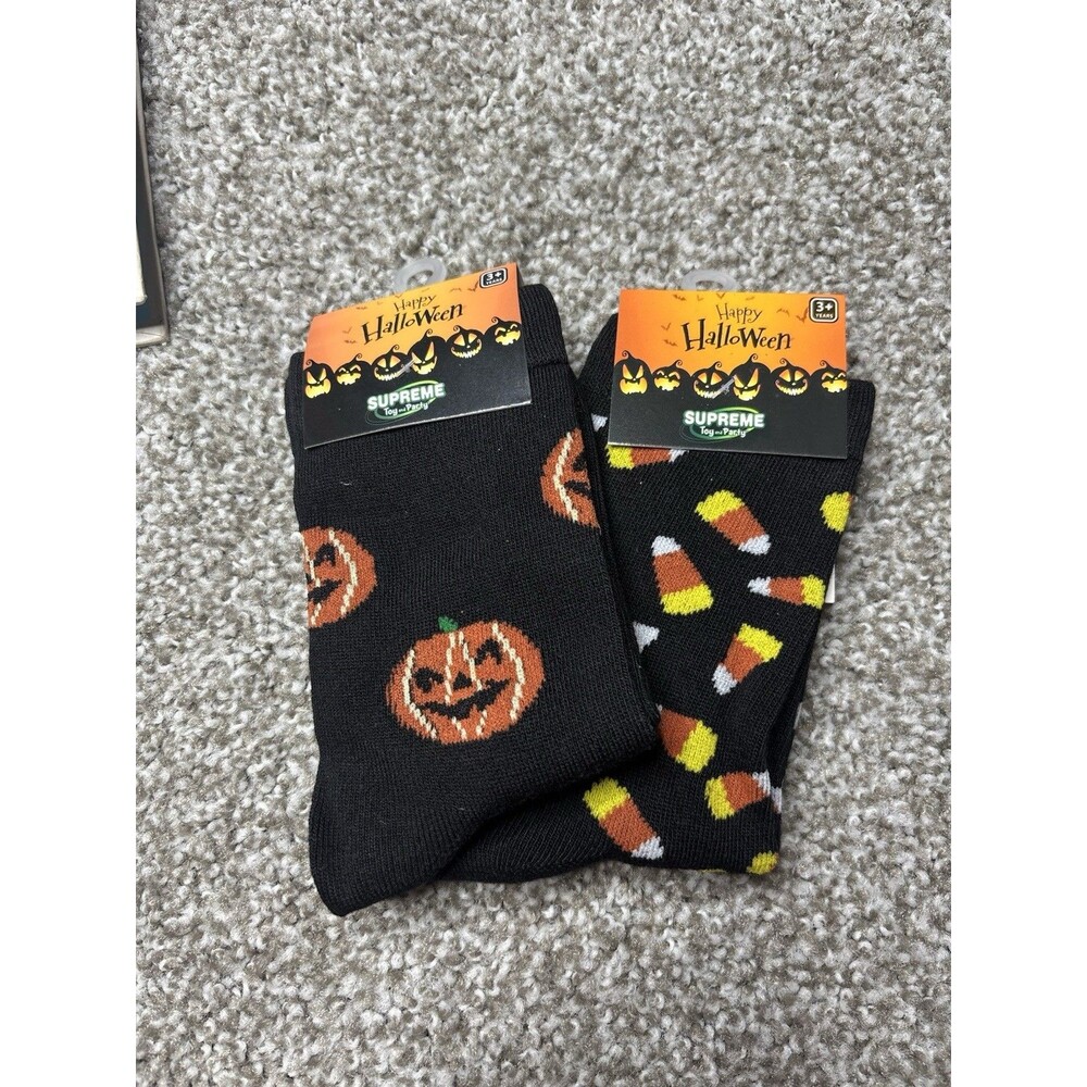 Supreme Toy & Party Happy Halloween Socks 2 Pack Candy Corn & Jack O Lantern